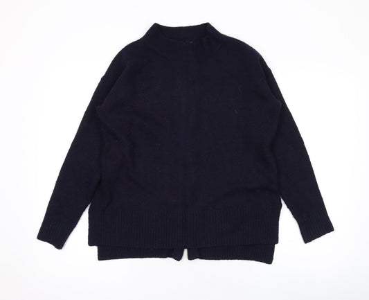 Red Herring Womens Blue Mock Neck Acrylic Pullover Jumper Size 12