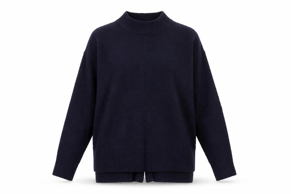 Red Herring Womens Blue Mock Neck Acrylic Pullover Jumper Size 12