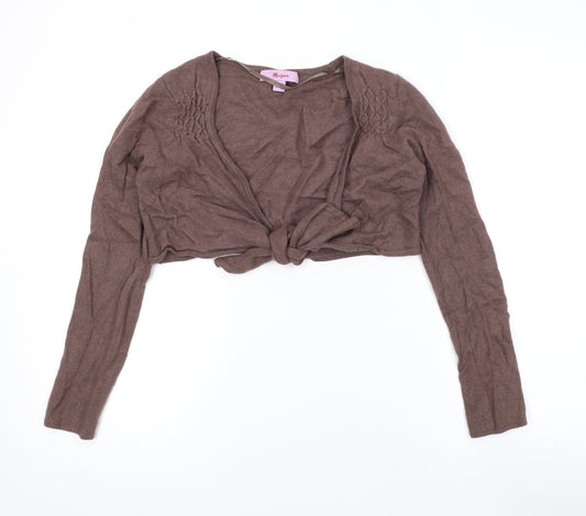 Monsoon Womens Brown V-Neck Viscose Shrug Jumper Size 10