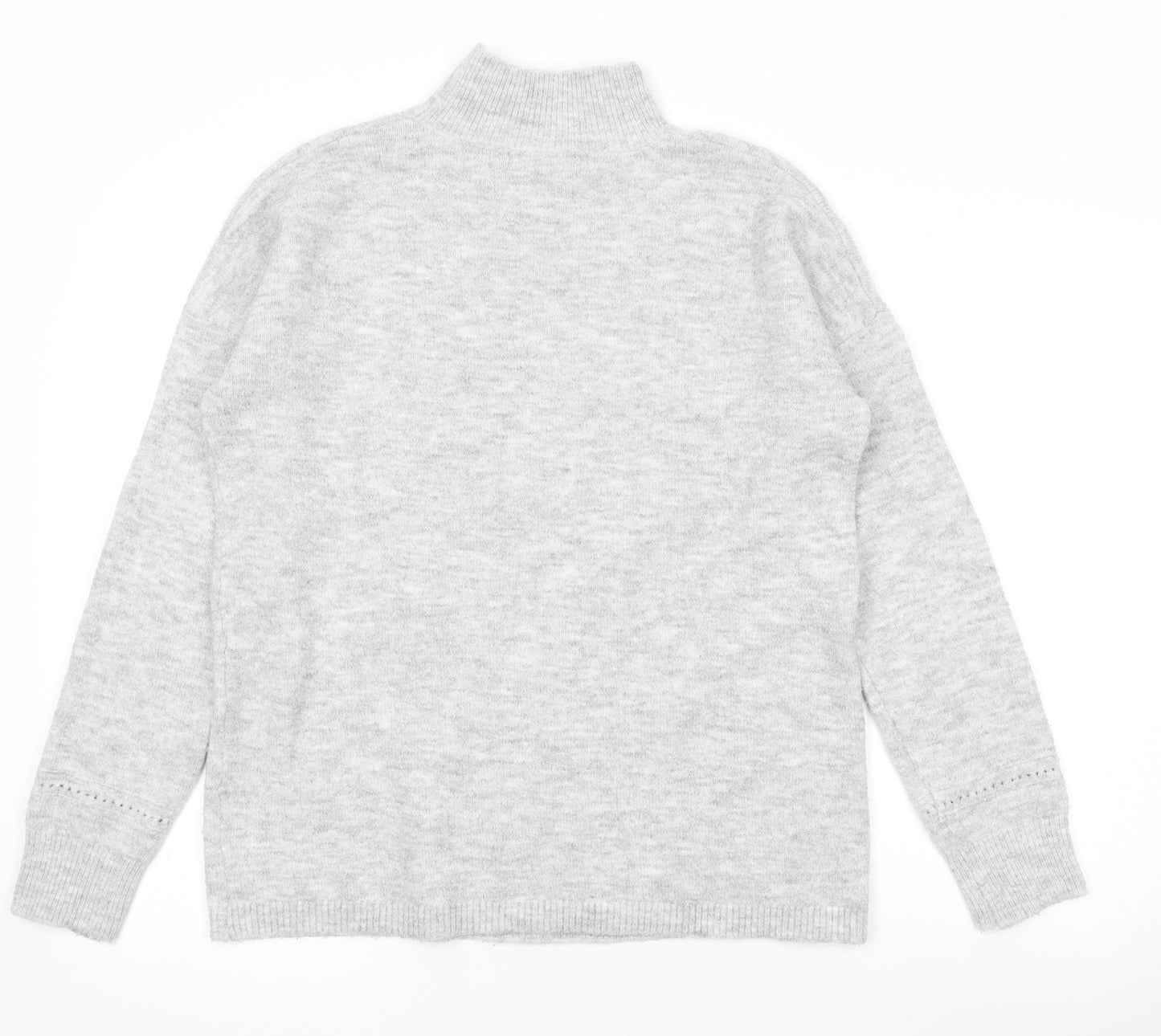 Oasis Womens Grey Mock Neck Geometric Acrylic Pullover Jumper Size S