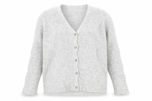 Damart Womens Grey V-Neck Acrylic Cardigan Jumper Size S