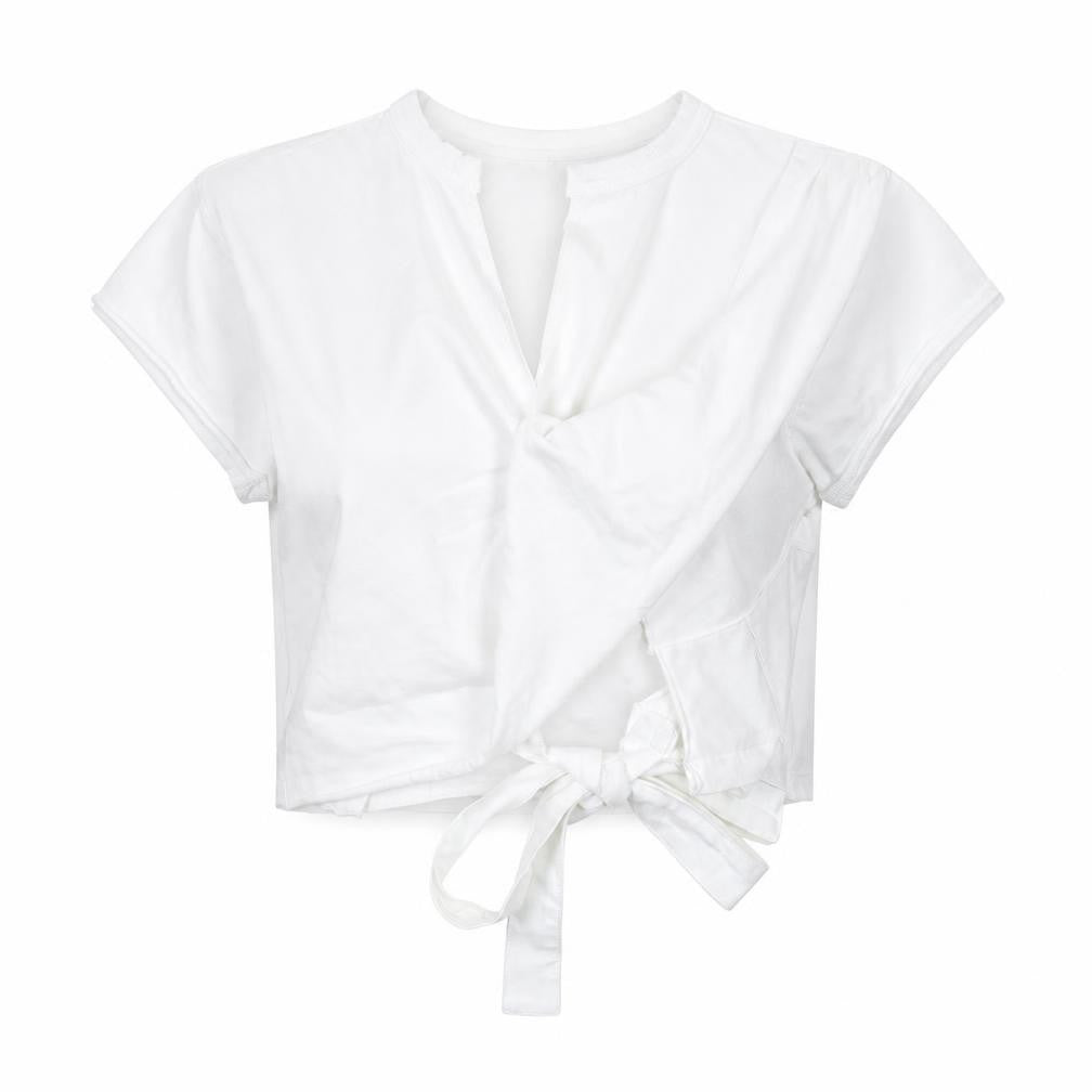 Zara Womens White Cotton Cropped T-Shirt Size M Round Neck