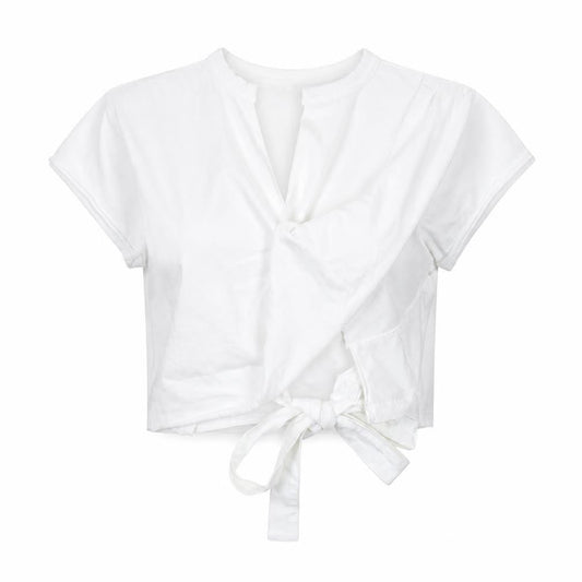 Zara Womens White Cotton Cropped T-Shirt Size M Round Neck