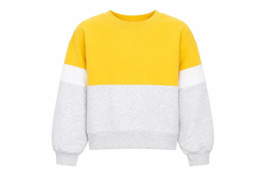 H&M Girls Yellow Colourblock Cotton Pullover Sweatshirt Size 11-12 Years Pullover
