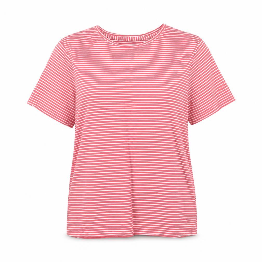 John Lewis Womens Red Striped Cotton Basic T-Shirt Size 18 Round Neck