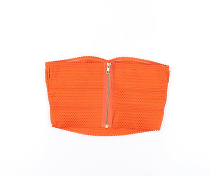 River Island Womens Orange Polyester Basic T-Shirt Size 8 Sweetheart