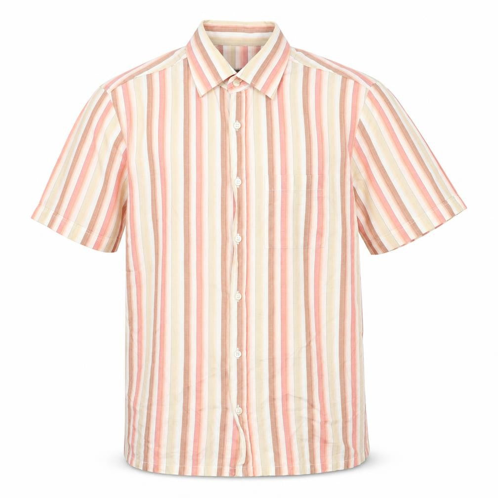 Kenneth Cole Mens Multicoloured Striped Cotton Button-Up Size L Collared Button