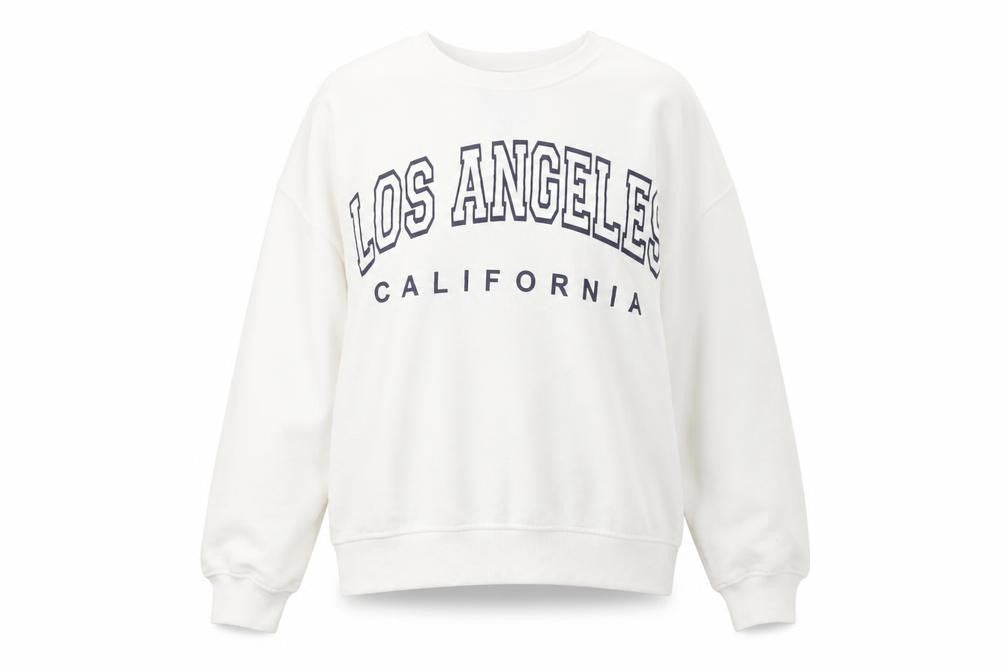 Northwest Womens White Cotton Pullover Sweatshirt Size M Pullover - Los Angeles