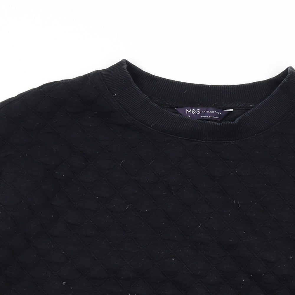 Marks and Spencer Womens Black Argyle/Diamond Polycotton Pullover Sweatshirt Size 12 Pullover