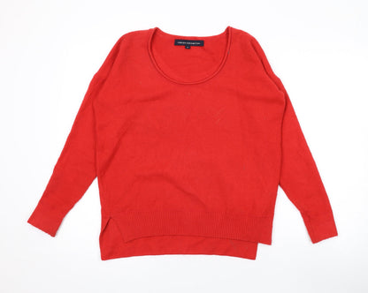 Additional front view of French Connection women’s red scoop neck acrylic jumper, size S