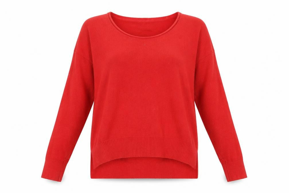 French Connection Womens Red Scoop Neck Acrylic Pullover Jumper Size S