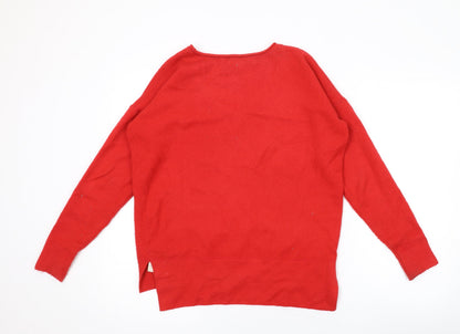 Back view of French Connection women’s red scoop neck acrylic jumper, size S