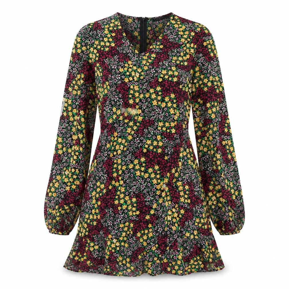 Quiz Womens Multicoloured Floral Polyester A-Line Size 12 V-Neck Zip