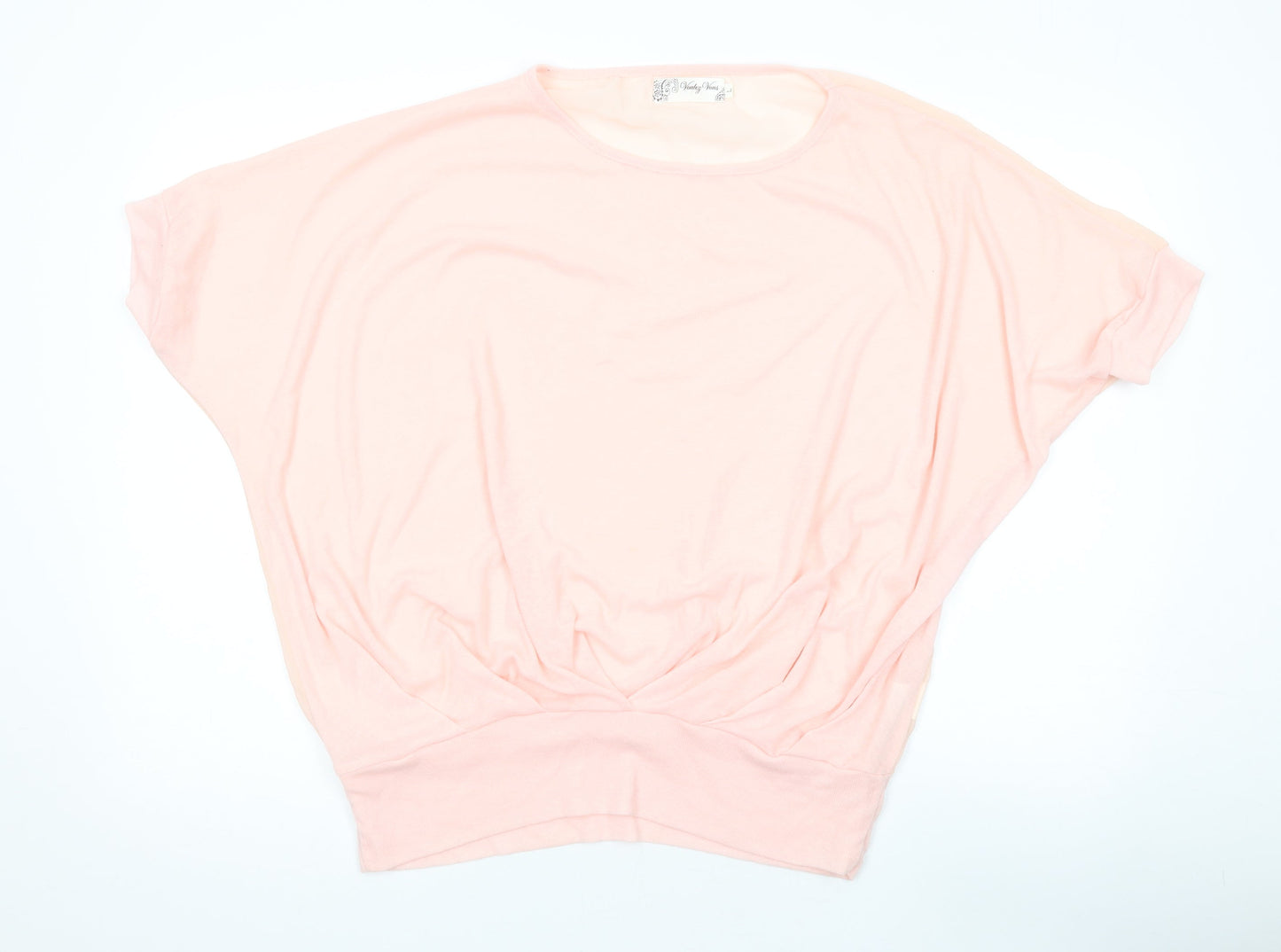 Vouley Vous Womens Pink Viscose Basic T-Shirt Size L Round Neck