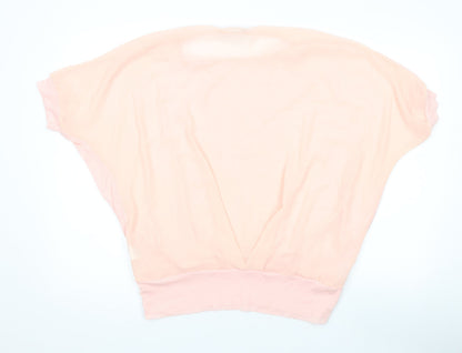 Vouley Vous Womens Pink Viscose Basic T-Shirt Size L Round Neck