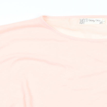 Vouley Vous Womens Pink Viscose Basic T-Shirt Size L Round Neck