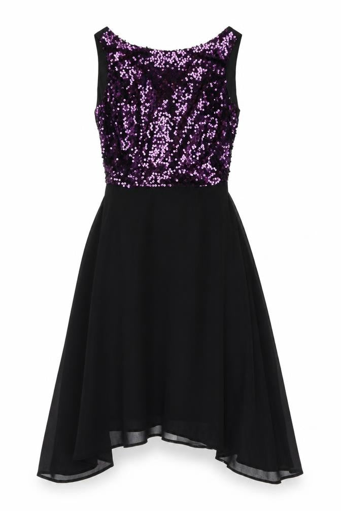 Dorothy Perkins Womens Purple Nylon A-Line Size 6 Scoop Neck Zip - Sequins