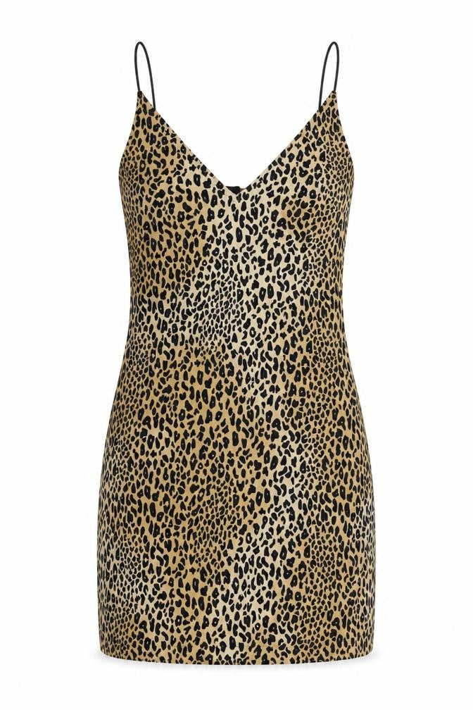 Divided by H&M Womens Beige Animal Print Polyester Bodycon Size 4 V-Neck Pullover
