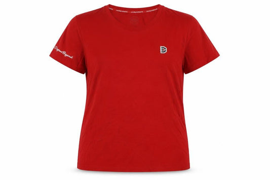 One Degree Beyond Womens Red Cotton Basic T-Shirt Size 2XL Crew Neck - Logo