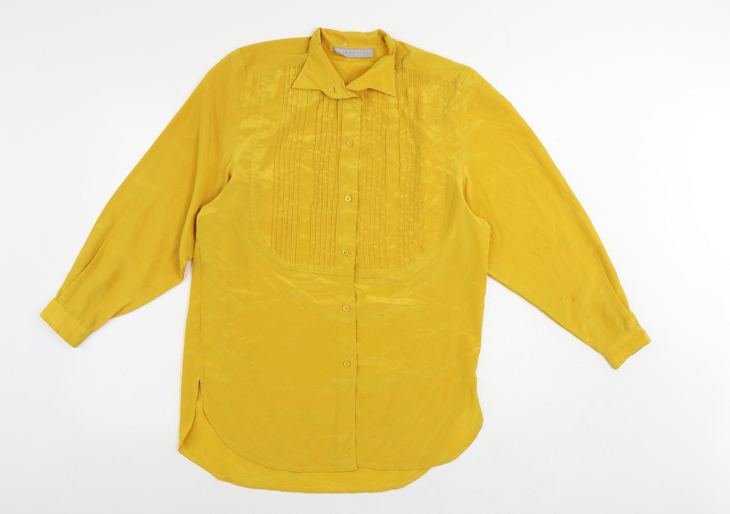 Principles Womens Yellow Polyester Tunic Button-Up Size 10 Collared