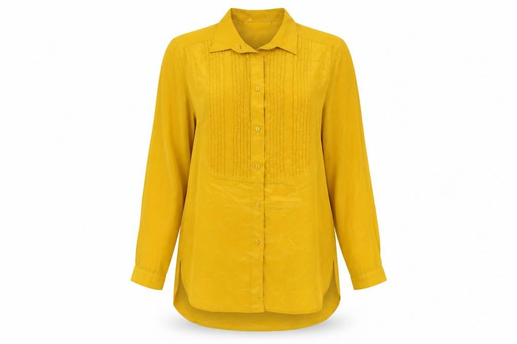 Principles Womens Yellow Polyester Tunic Button-Up Size 10 Collared