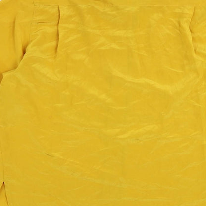 Brand and care label for Principles women’s yellow polyester tunic button-up, size UK 10, collared
