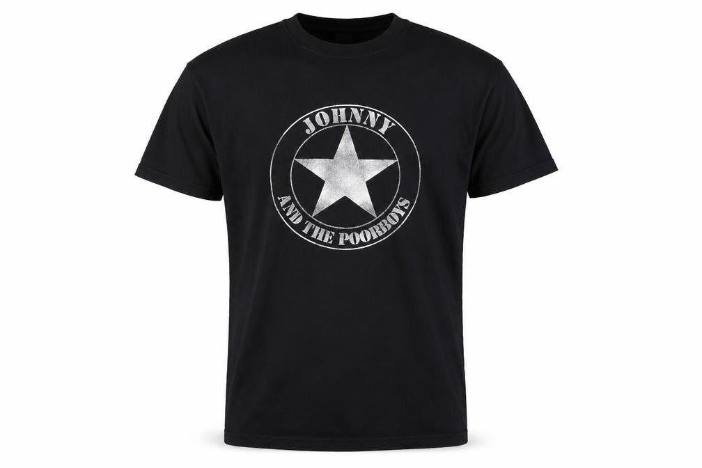 Johnny Ant The Poorboys Mens Black Cotton T-Shirt Size XL Crew Neck