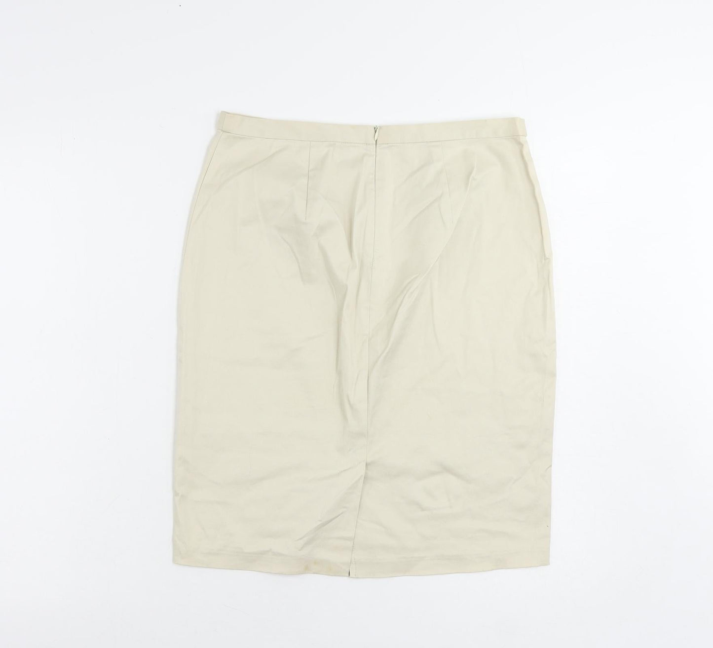 United Colors of Benetton Womens Beige Cotton Straight & Pencil Skirt Size 10 Zip