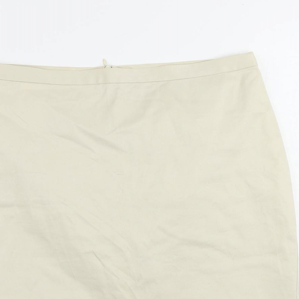 United Colors of Benetton Womens Beige Cotton Straight & Pencil Skirt Size 10 Zip
