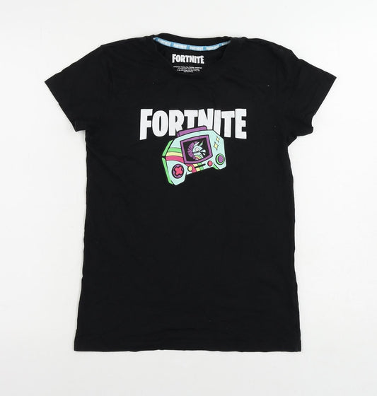 Fortnite Womens Black Cotton Basic T-Shirt Size S Crew Neck
