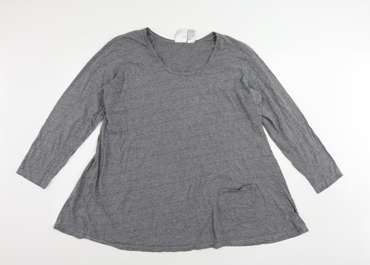 Dione Gilman Womens Grey Cotton Tunic T-Shirt Size XL Round Neck - Pockets