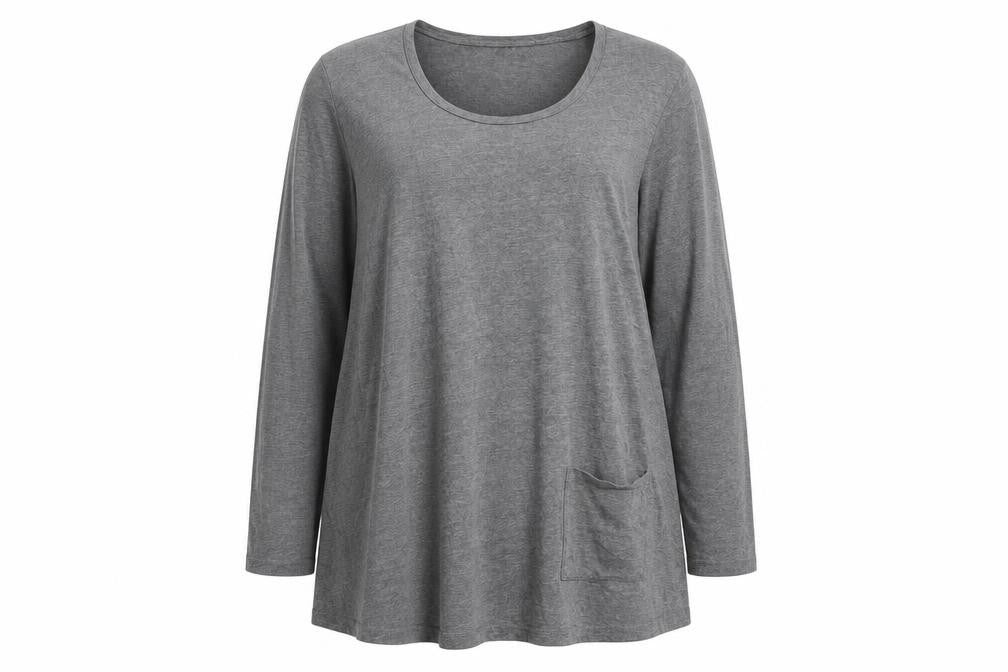 Dione Gilman Womens Grey Cotton Tunic T-Shirt Size XL Round Neck - Pockets
