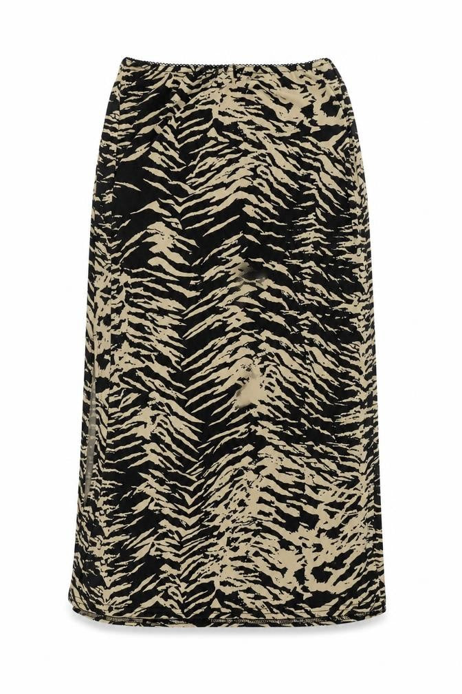Nasty Gal Womens Black Animal Print Polyester A-Line Skirt Size 6 - Elastic Waist