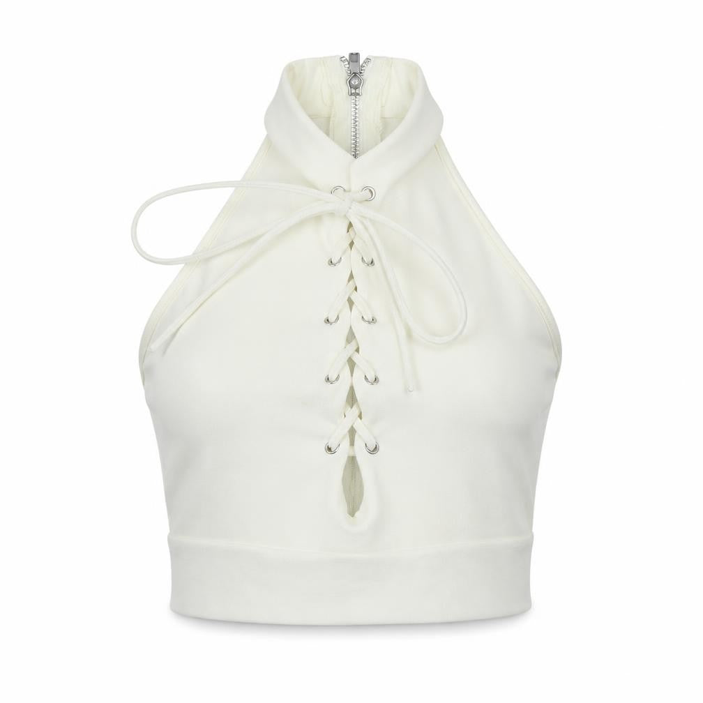 Missguided Womens White Polyester Cropped Tank Size 4 Halter