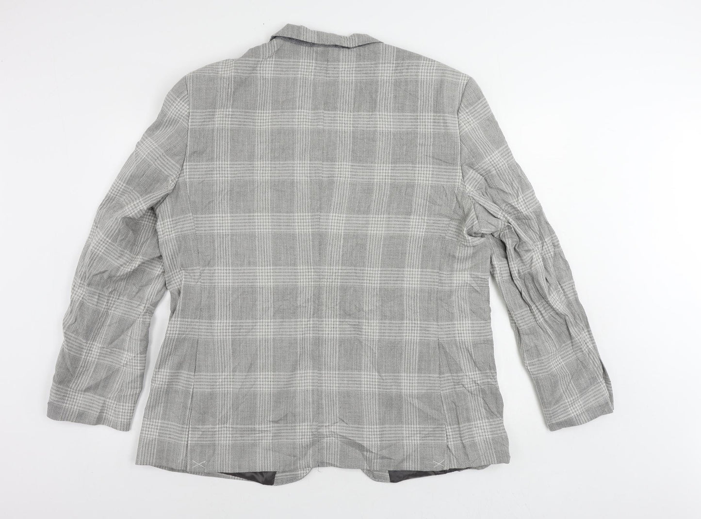 Marks and Spencer Mens Grey Plaid Polyester Jacket Suit Jacket Size 46 Regular