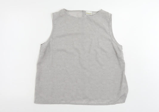Roman Womens Grey Geometric Polyester Basic Blouse Size 20 Boat Neck
