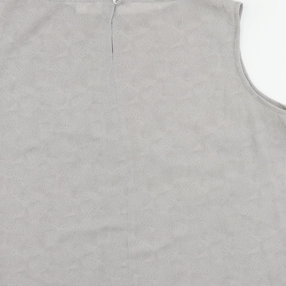 Roman Womens Grey Geometric Polyester Basic Blouse Size 20 Boat Neck