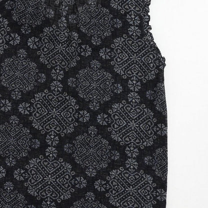Next Womens Blue Geometric Polyester Basic Blouse Size 10 Mock Neck