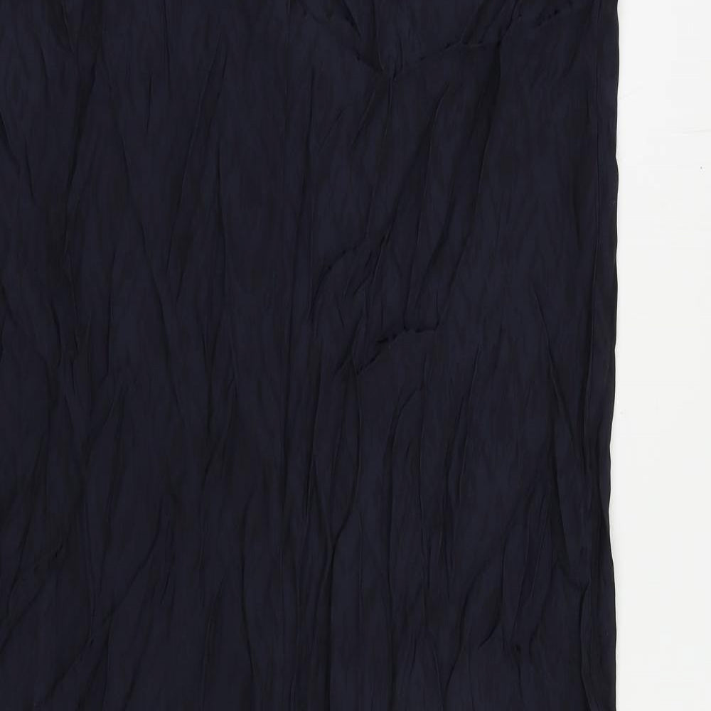 Marks and Spencer Womens Blue Geometric Viscose Slip Dress Size 14 V-Neck Zip