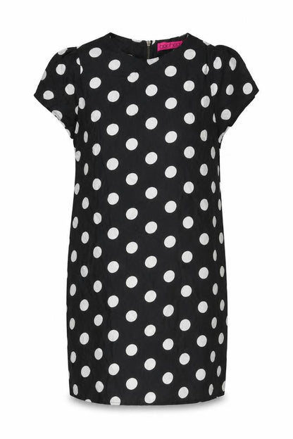 Boohoo Womens Black Polka Dot Polyester Shift Size 10 Round Neck Zip