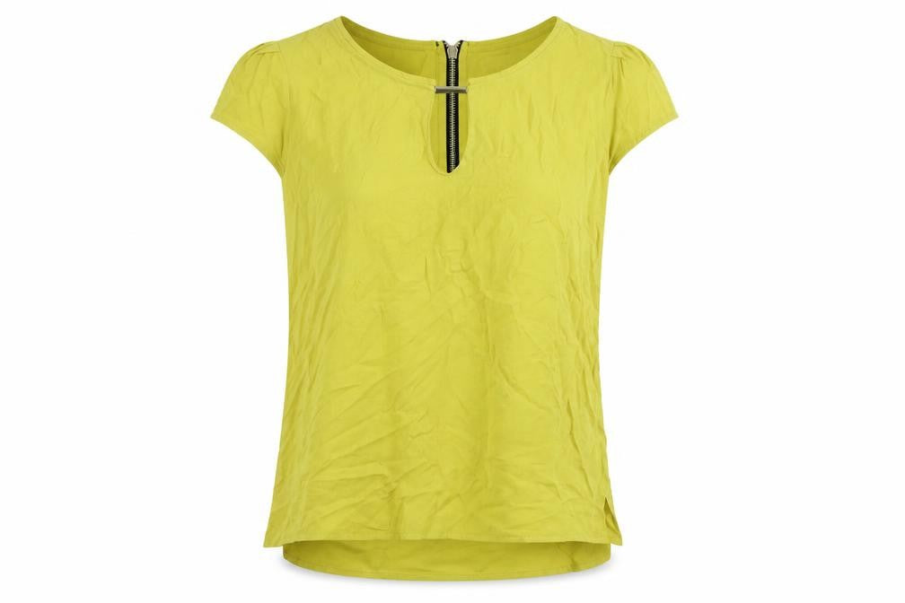 Byst Womens Yellow Cotton Basic Blouse Size 6 Boat Neck - Keyhole Neckline