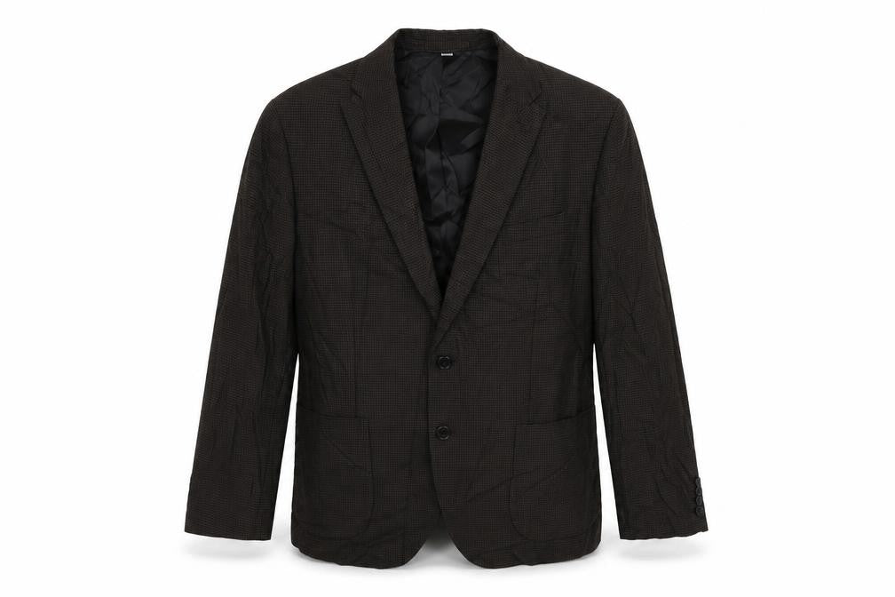 Marks & Spencer Mens Brown Geometric Linen Jacket Suit Jacket Size 42 Regular