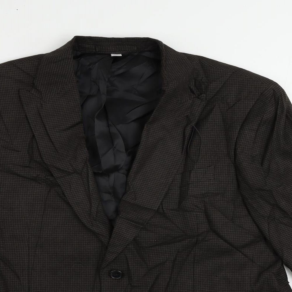Marks and Spencer Mens Brown Geometric Linen Jacket Suit Jacket Size 42 Regular