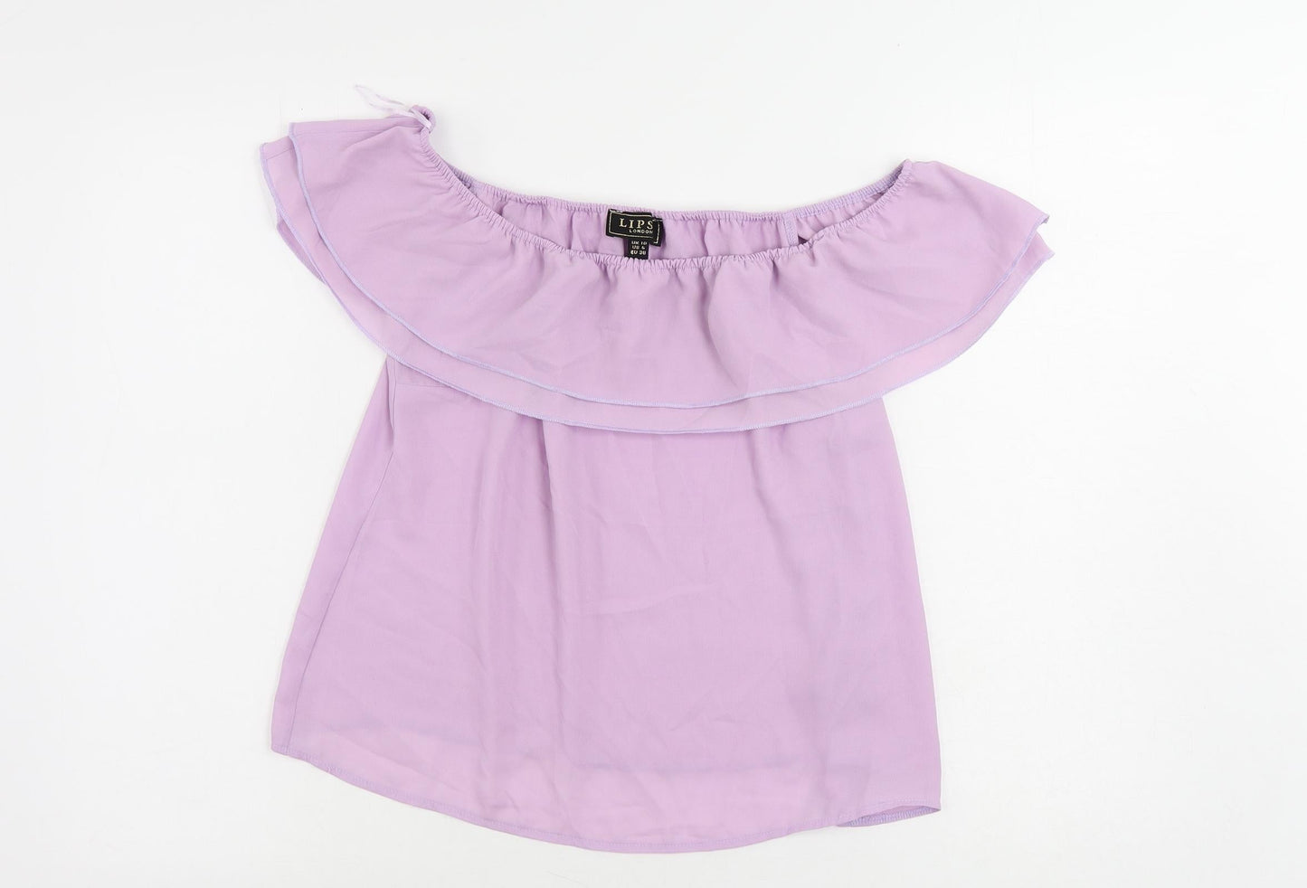 Lipsy Womens Purple Polyester Basic Blouse Size 10 Off the Shoulder