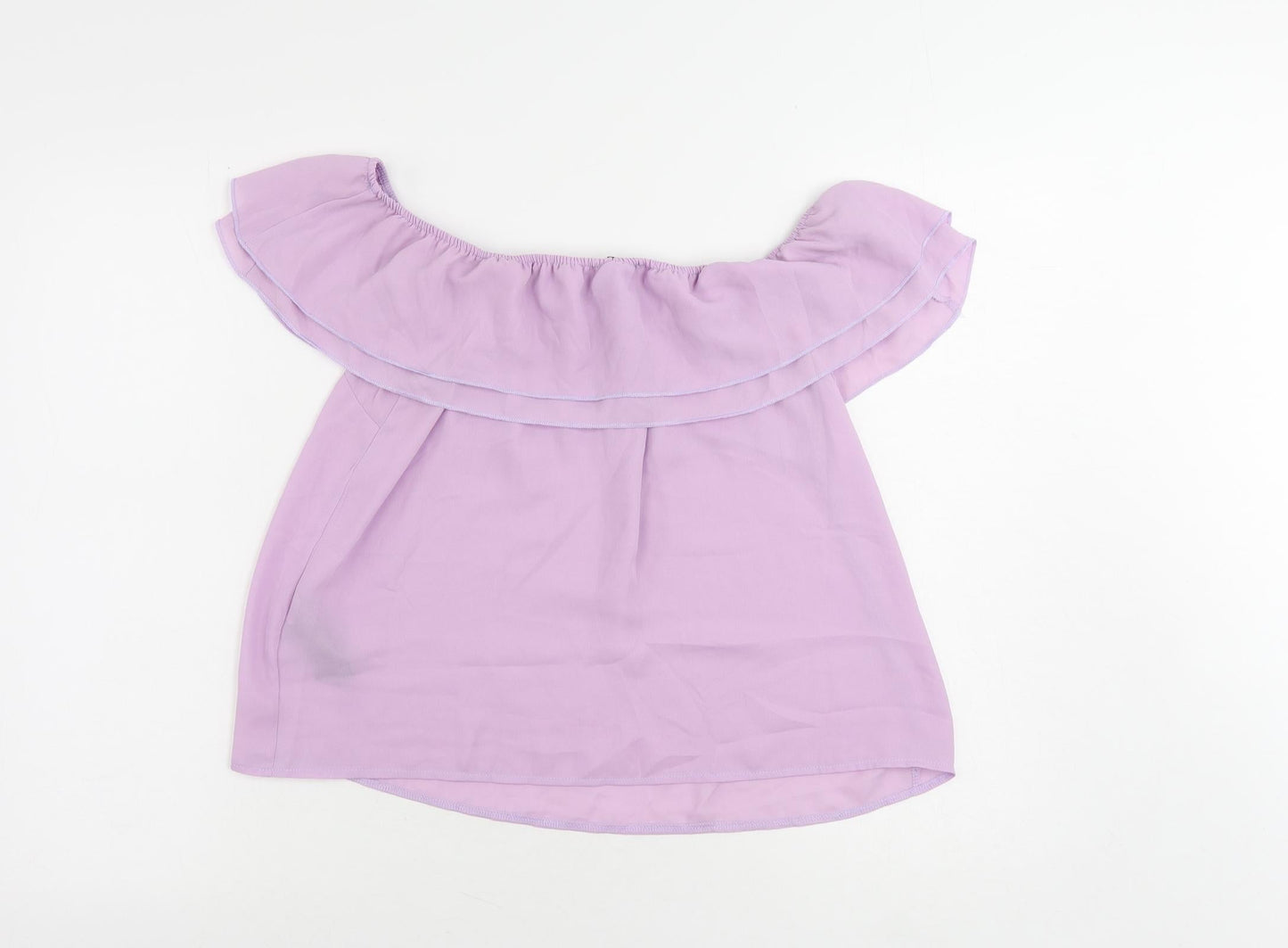 Lipsy Womens Purple Polyester Basic Blouse Size 10 Off the Shoulder