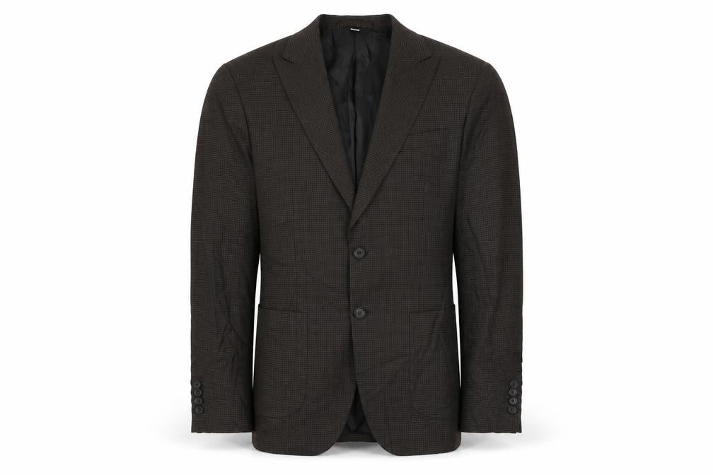 Marks & Spencer Mens Brown Geometric Linen Jacket Suit Jacket Size 38 Regular