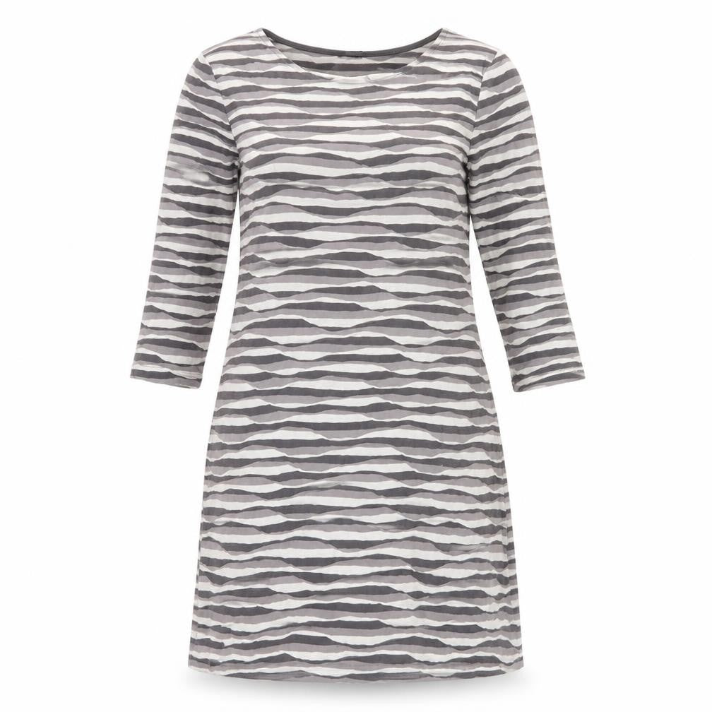 Pomodoro Womens Grey Geometric Cotton A-Line Size 14 Round Neck Pullover