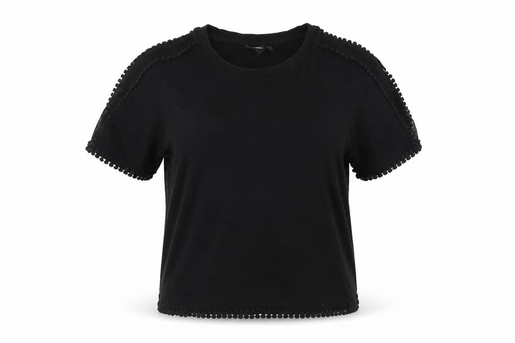 Topshop Womens Black Cotton Basic T-Shirt Size 4 Round Neck