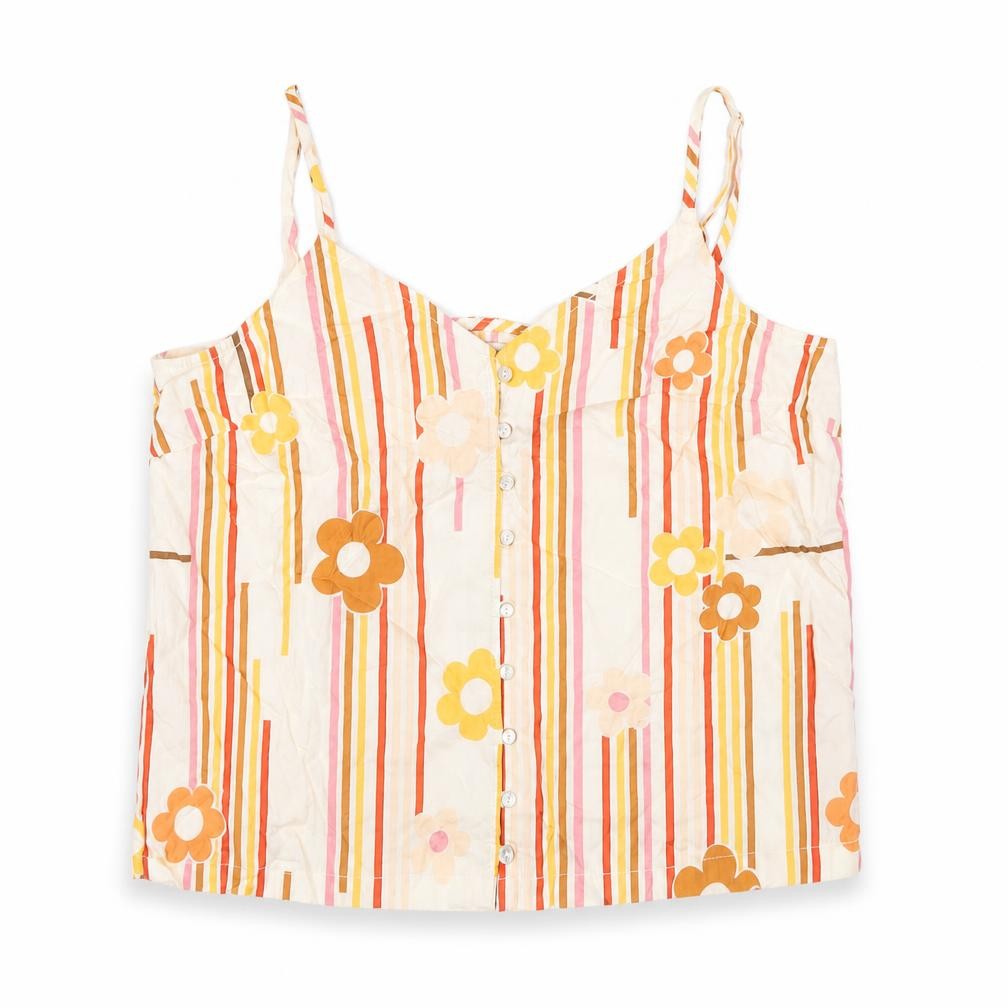 Brixton Womens Multicoloured Striped Viscose Camisole T-Shirt Size M V-Neck