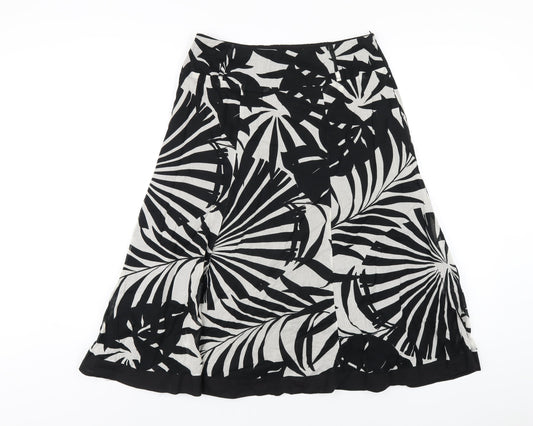 Wallis Womens Black Geometric Cotton A-Line Skirt Size 10 Zip